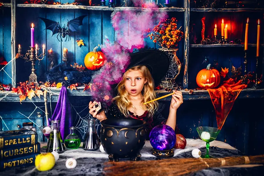 Kate Halloween Green Shabby Wooden Pumpkin Backdrop Designed by Emetselch