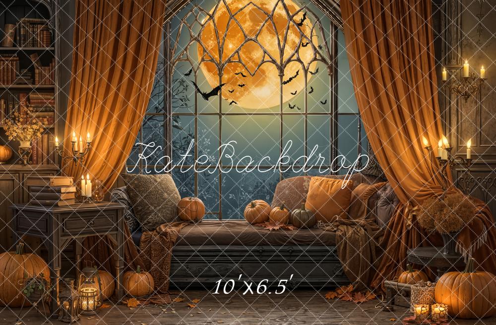 Kate Halloween Moon Pumpkins Window Backdrop Designed by Emetselch - Image 4