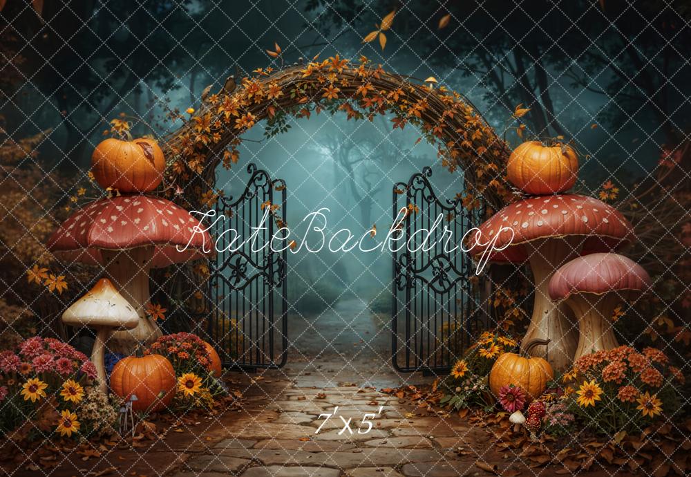 Kate Halloween Pumpkin Mushroom Arch Gate Backdrop Designed by Chain Photography