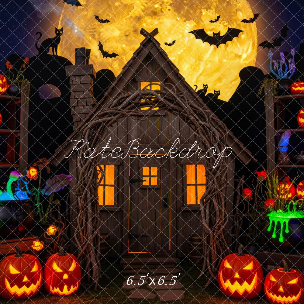 Kate Halloween Pumpkin Shelves Glowing Moon Backdrop Designed by Patty Robert - Image 2