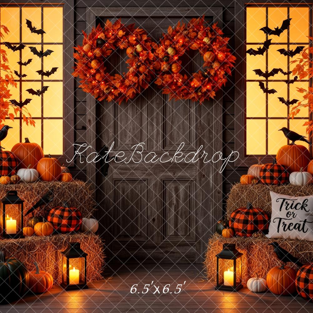 Kate Halloween Pumpkins Autumn Wreaths Backdrop Designed by Patty Robert - Image 2
