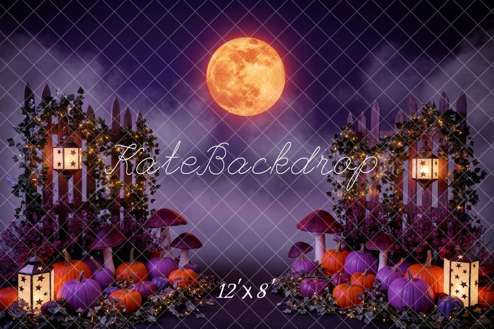 Kate Purple Halloween Pumpkins Lanterns Moon Backdrop Designed by Patty Robert - Image 8