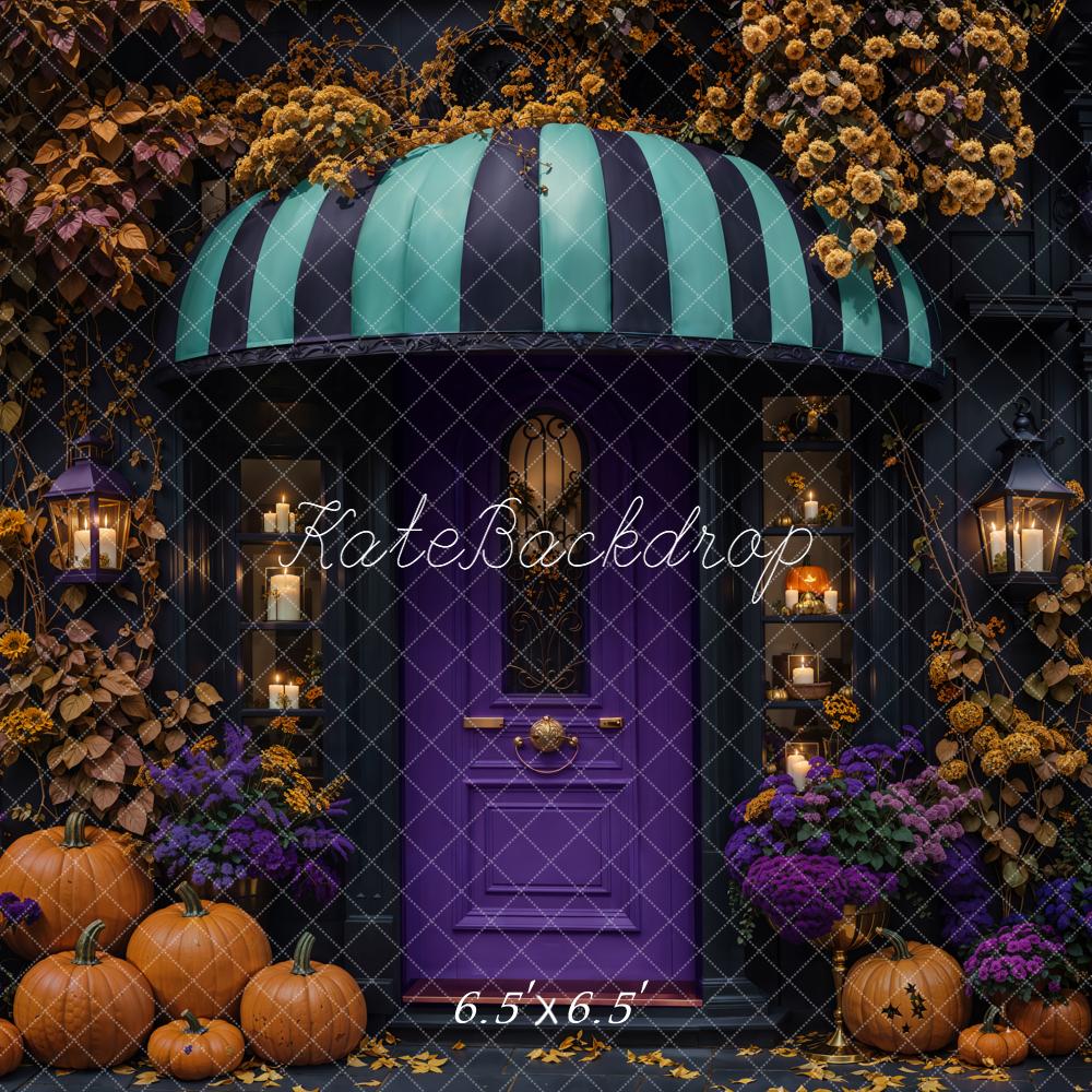 Kate Halloween Pumpkins Purple Door Backdrop Designed by Emetselch - Image 2