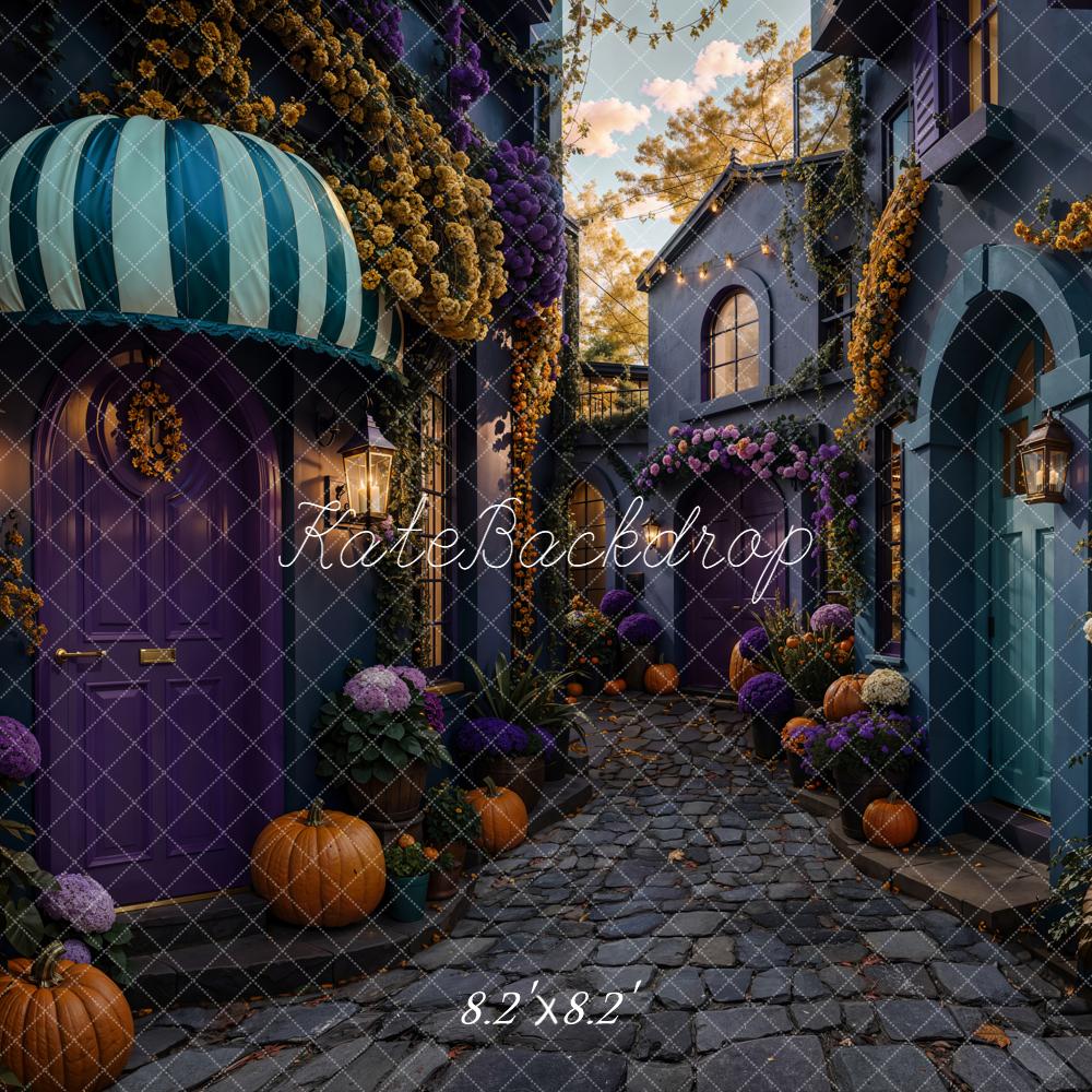 Kate Halloween Pumpkins Cobblestone Lane Backdrop Designed by Emetselch - Image 5