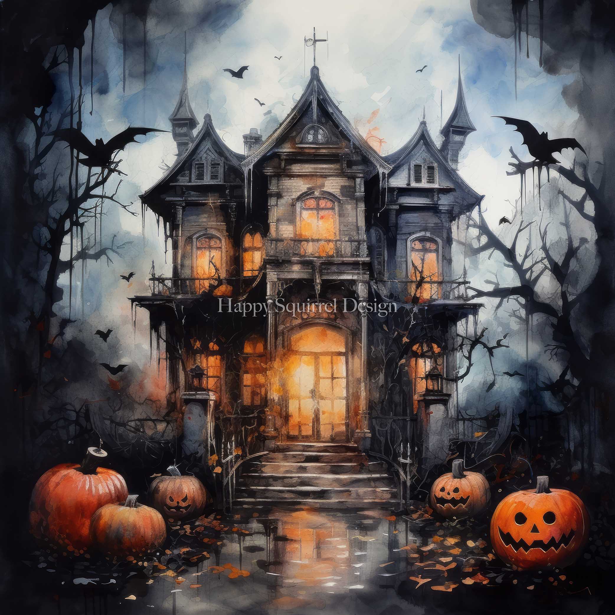 Kate Halloween Spooky Mansion Backdrop Designed by Happy Squirrel Design - Image 2