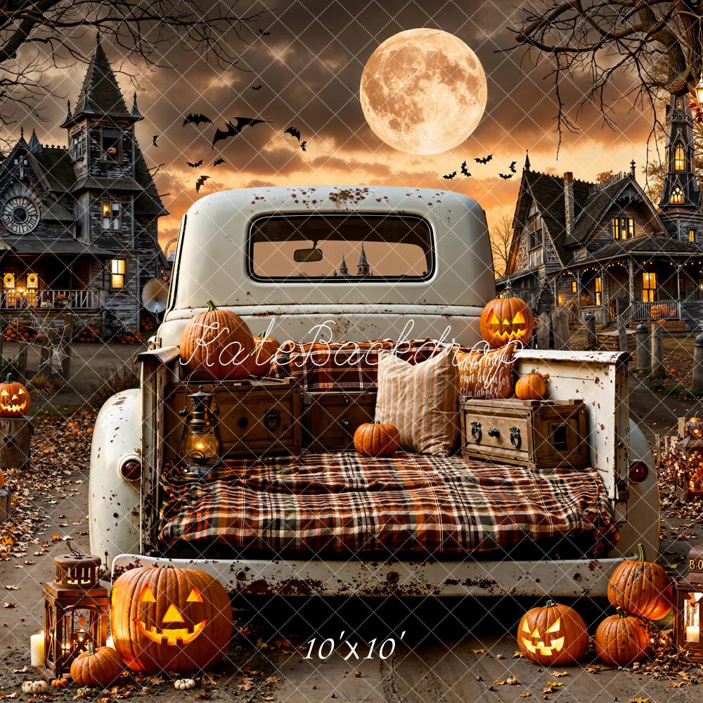 Kate Halloween Truck Pumpkins Haunted Houses Backdrop Designed by Emetselch - Image 7