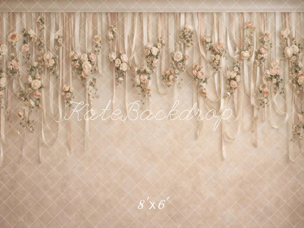 Kate Hanging Ribbons Beige Backdrop Designed by Vertigo Productions - Image 3