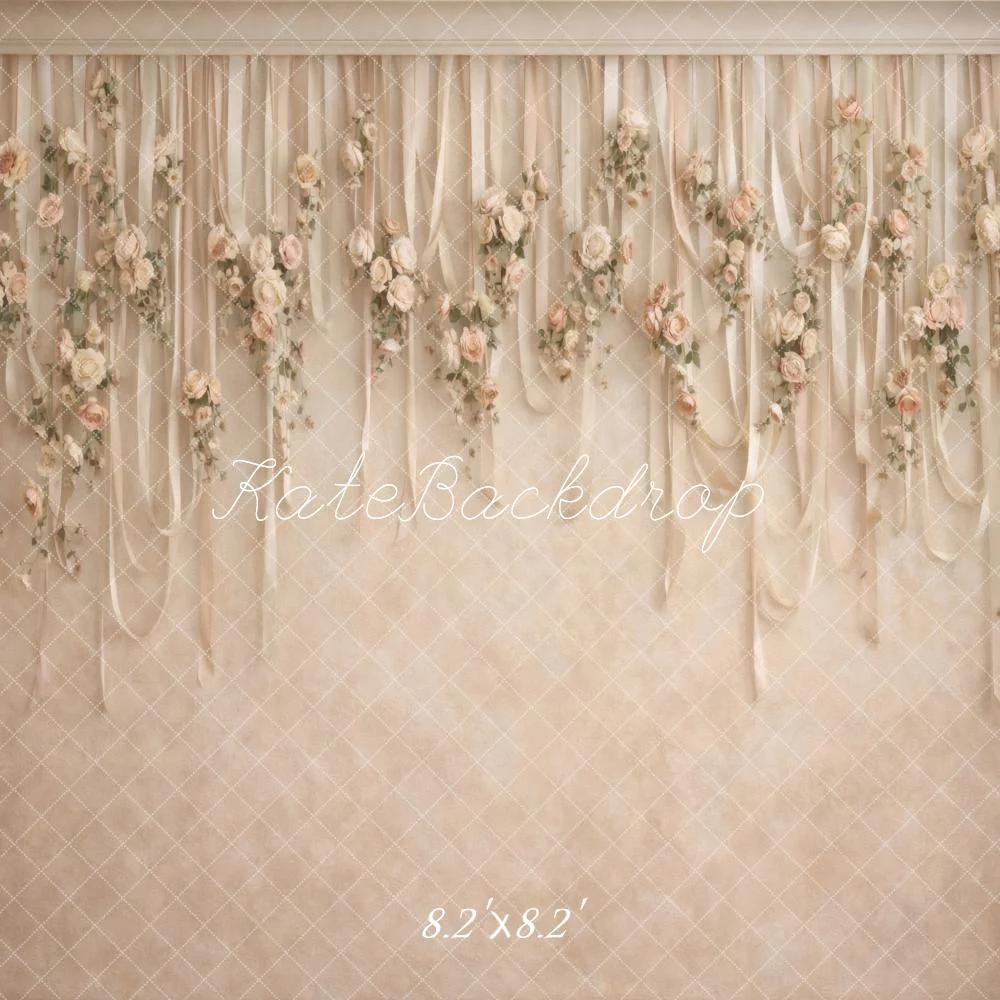 Kate Hanging Ribbons Beige Backdrop Designed by Vertigo Productions - Image 5