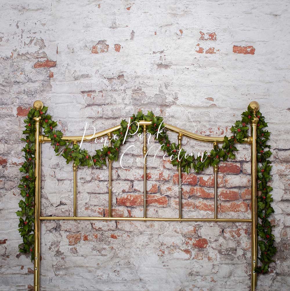 Kate Headboard Full Brass Bed with Ivy Backdrop for Photography Designed by Pine Park Collection - Image 2