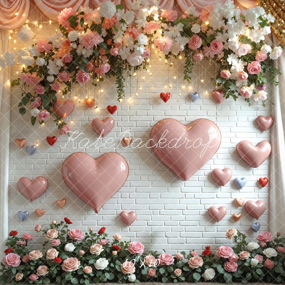 Kate Valentine Heart Balloons Rose Drapes Backdrop Designed by Mini MakeBelieve - Image 7