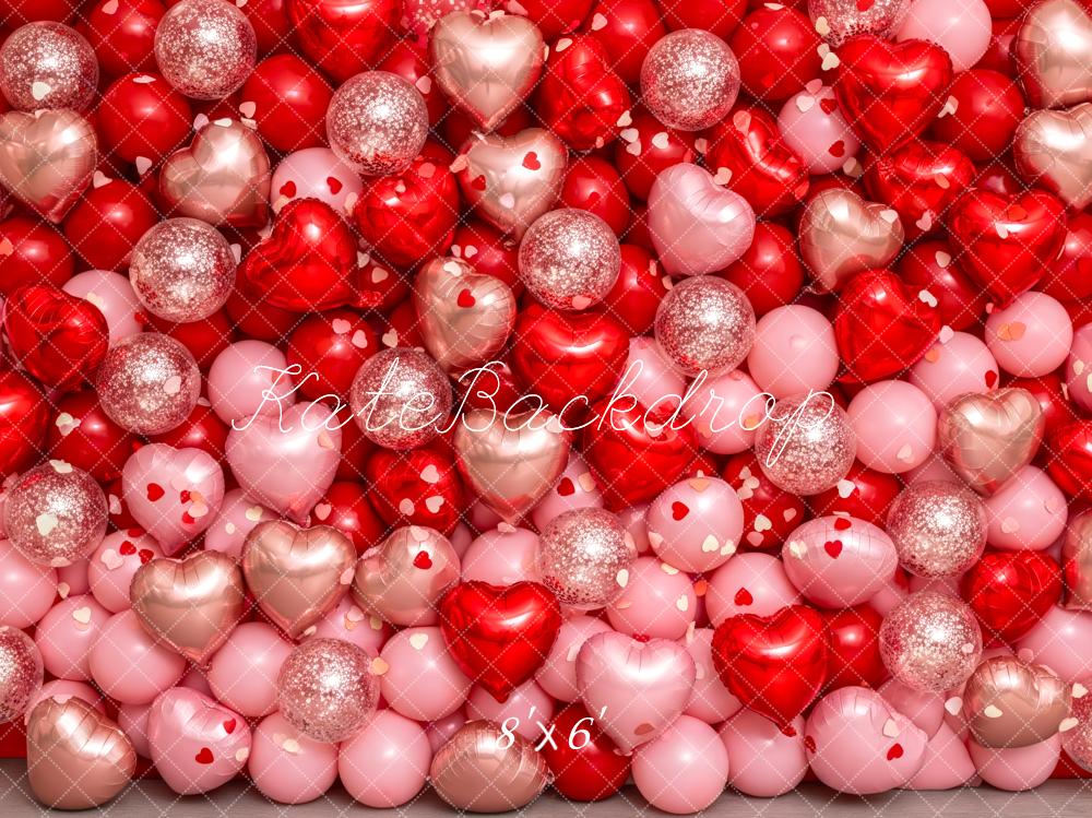 Kate Heart Balloons Glitter Red Pink Fleece Backdrop Designed by Patty Robert