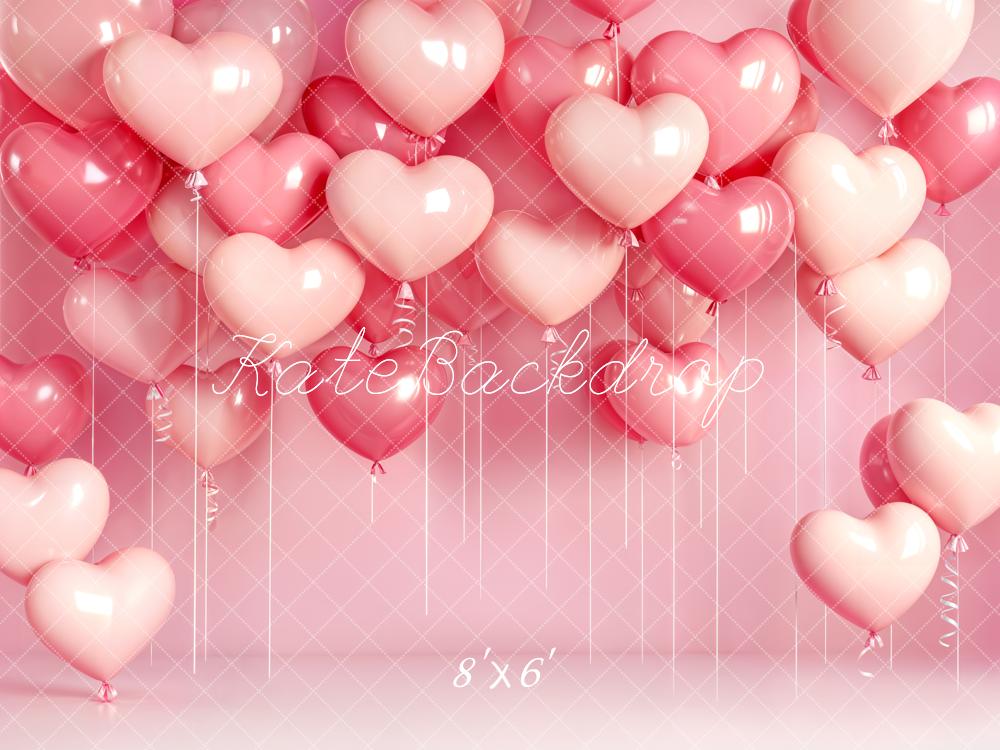 Kate Heart Balloons Pink Wall Fleece Backdrop Designed by Emstselch