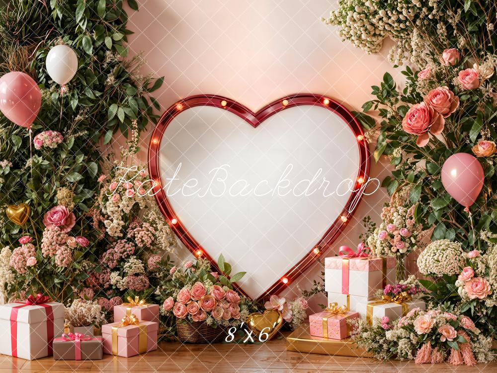 Kate Valentine Heart Frame Balloons Gifts Fleece Backdrop Designed by Emetselch