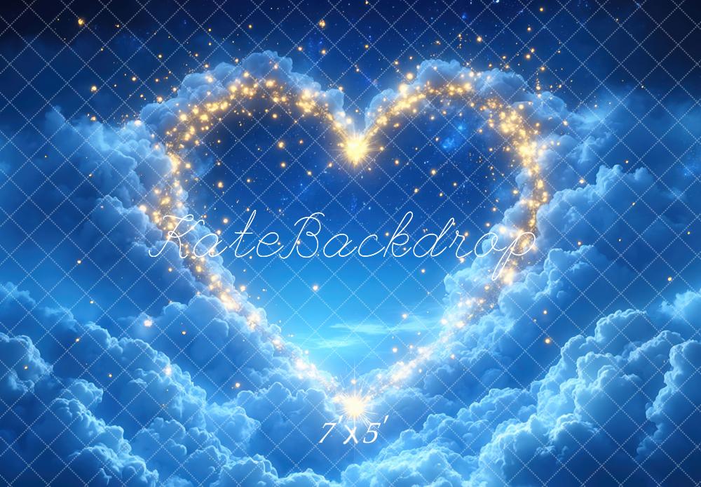 Kate Heart Lights Clouds Night Sky Backdrop Designed by Mini MakeBelieve