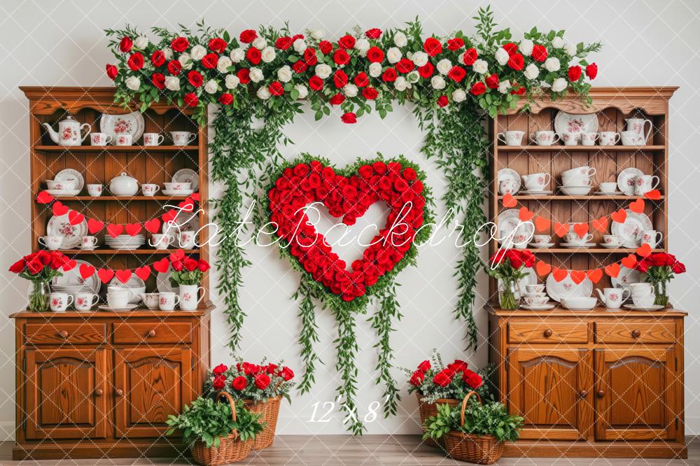 Kate Heart Rose Garland Cupboard Floral Fleece Backdrop Designed by Patty Robert - Image 4