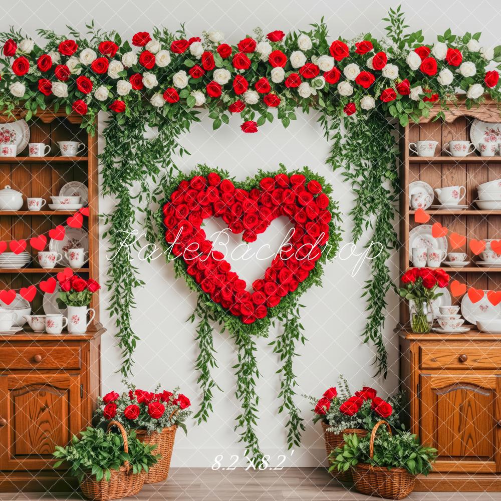 Kate Valentine Heart Roses Garland Wooden Cabinet Backdrop Designed by Patty Robert - Image 5