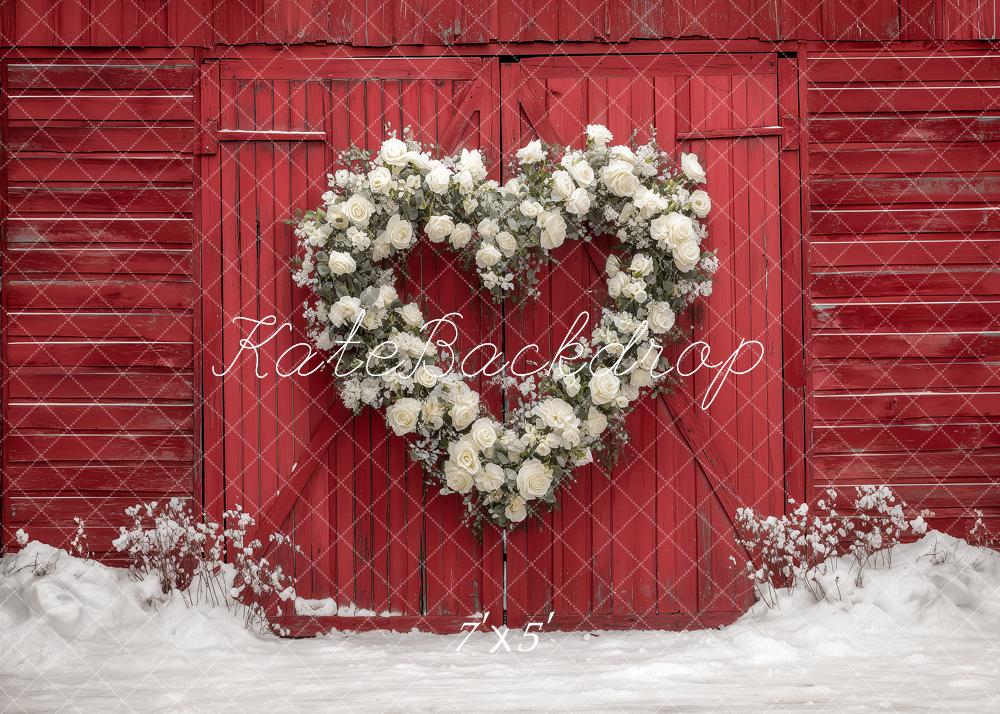 Kate Heart Wreath Red Barn Backdrop Designed by Angela Marie Photography