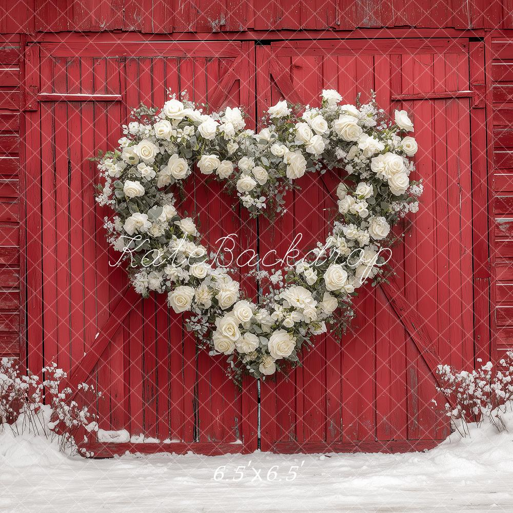 Kate Heart Wreath Red Barn Backdrop Designed by Angela Marie Photography - Image 2