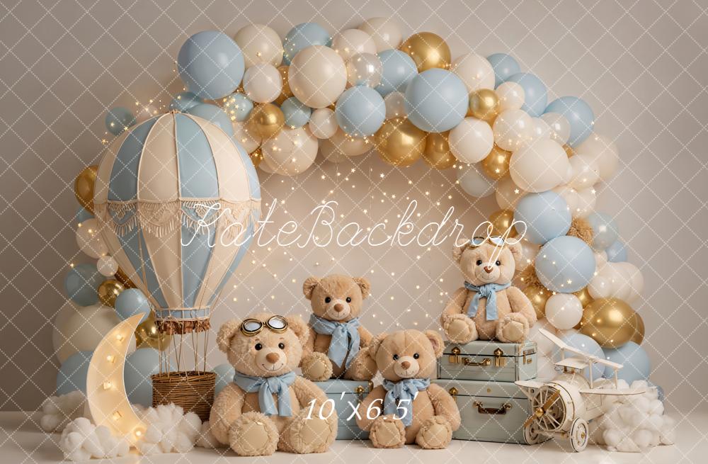 Kate Hot Air Balloon Teddy Bears Suitcases Balloons Backdrop Designed by Emetselch - Image 4