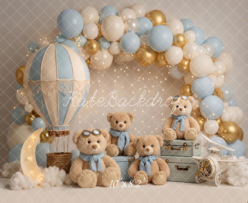 Kate Hot Air Balloon Teddy Bears Suitcases Balloons Backdrop Designed by Emetselch - Image 6