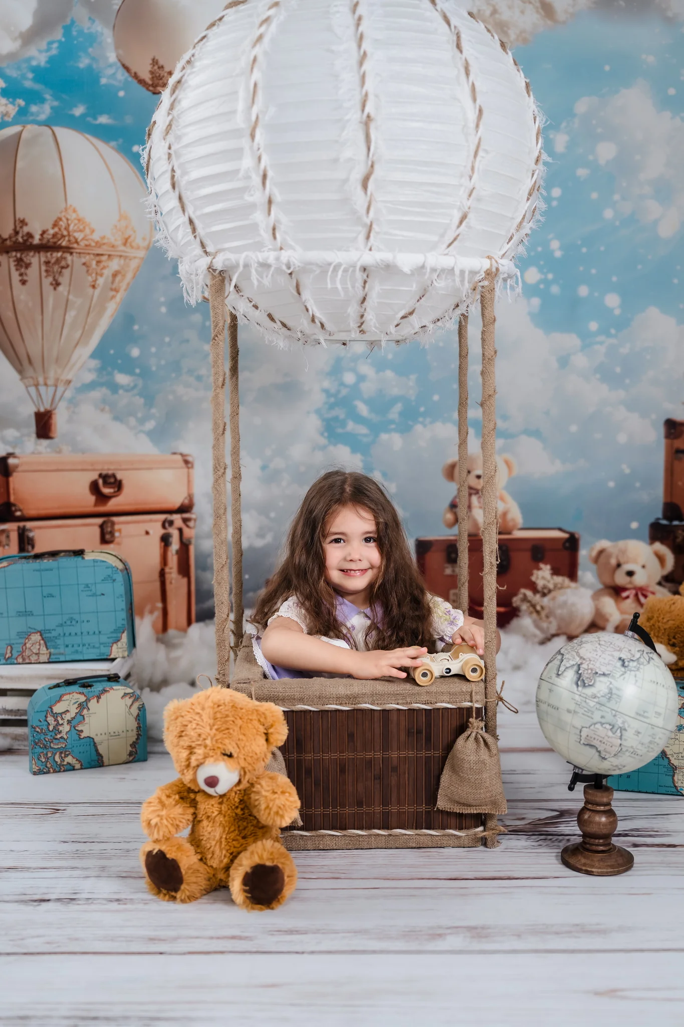 Kate Hot Air Balloons Clouds Travel Sky Backdrop Designed by Emetselch - Image 3