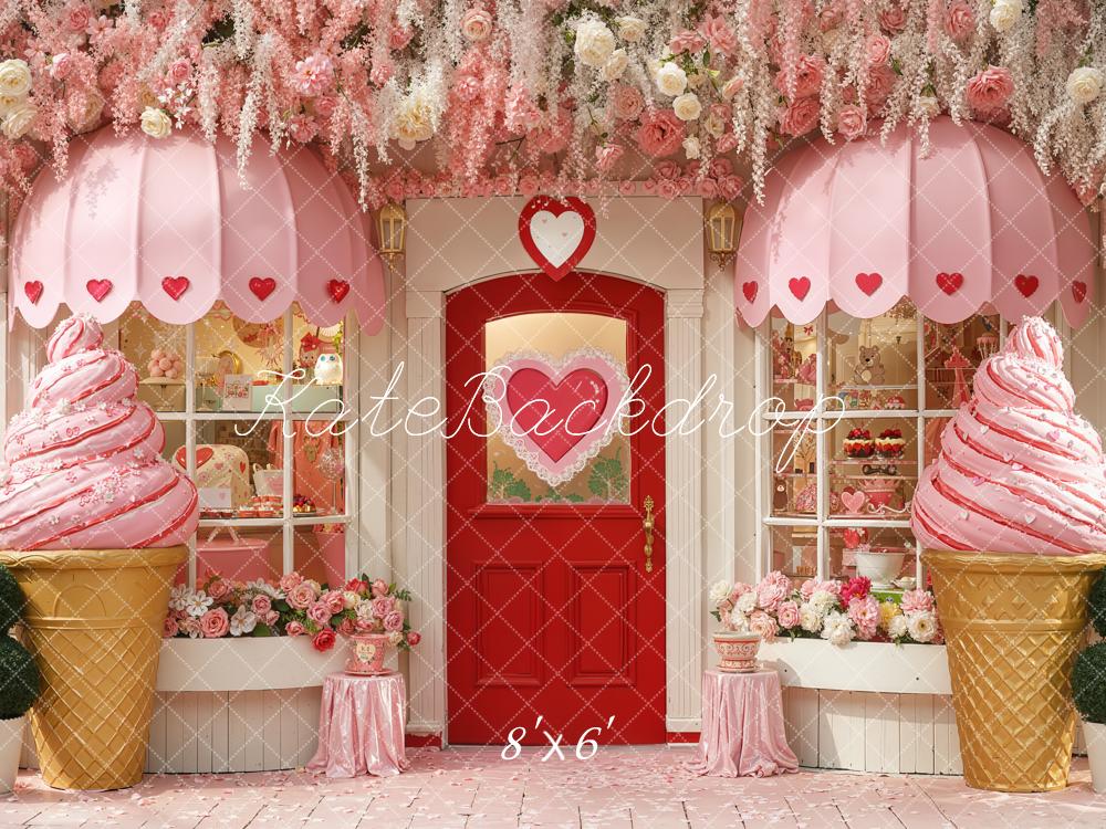 Kate Ice Cream Shop Pink Floral Fleece Backdrop Designed by Chain Photography