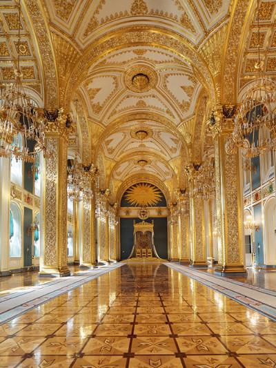 Kate Interior Golden Corridor Castle Photography Backdrop for Wedding