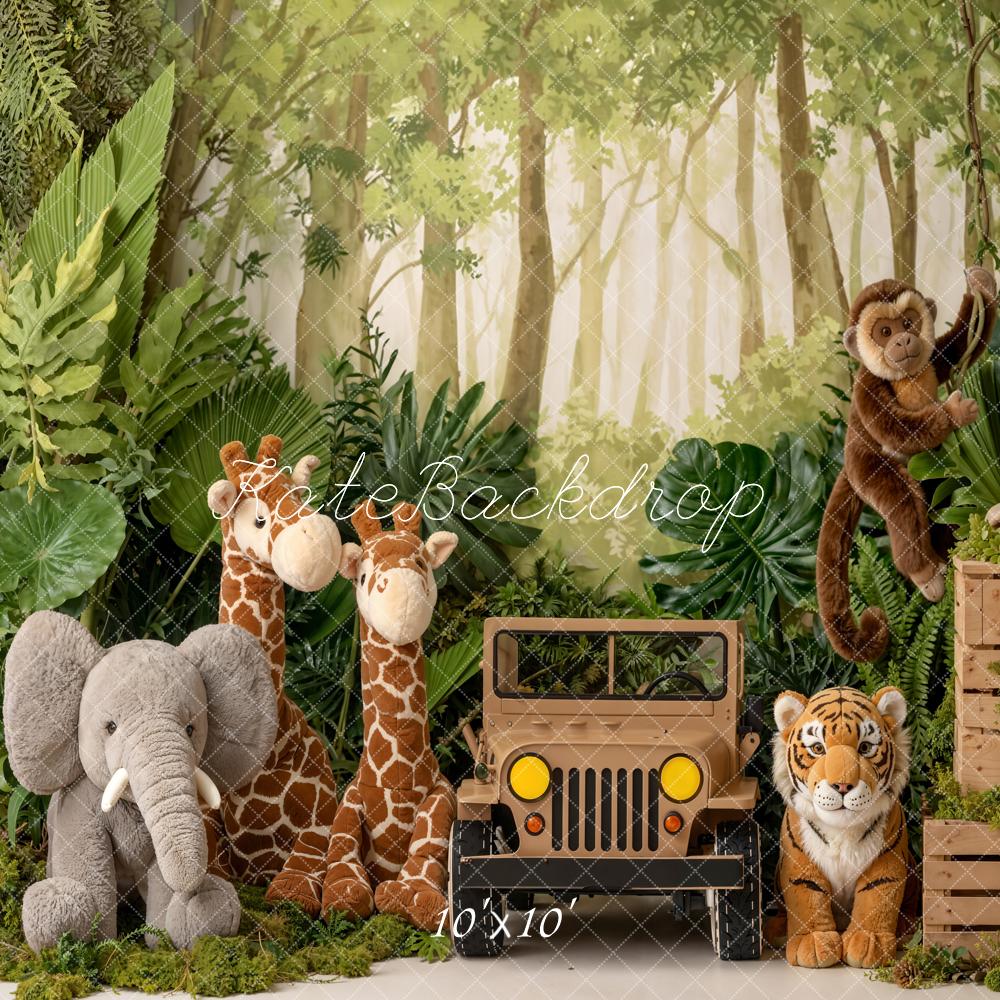 Kate Jungle Jeep Tiger Giraffe Elephant Backdrop Designed by Emetselch - Image 8