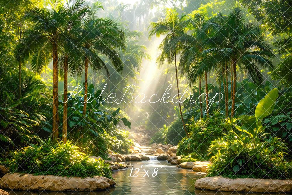 Kate Jungle Palm Trees Stream Sunlight Backdrop Designed by Mini MakeBelieve - Image 8
