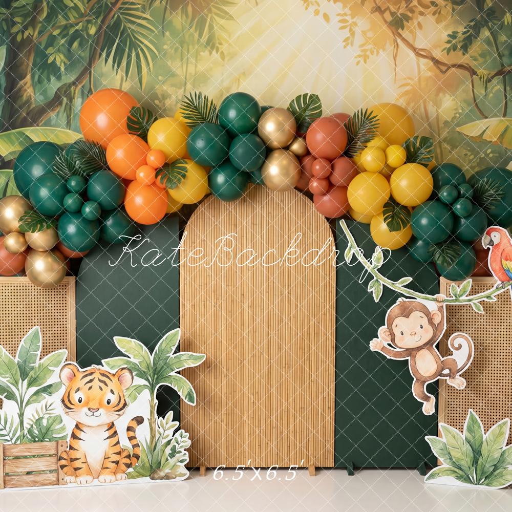 Kate Jungle Tiger Monkey Balloons Greenery Backdrop Designed by Patty Robert - Image 2