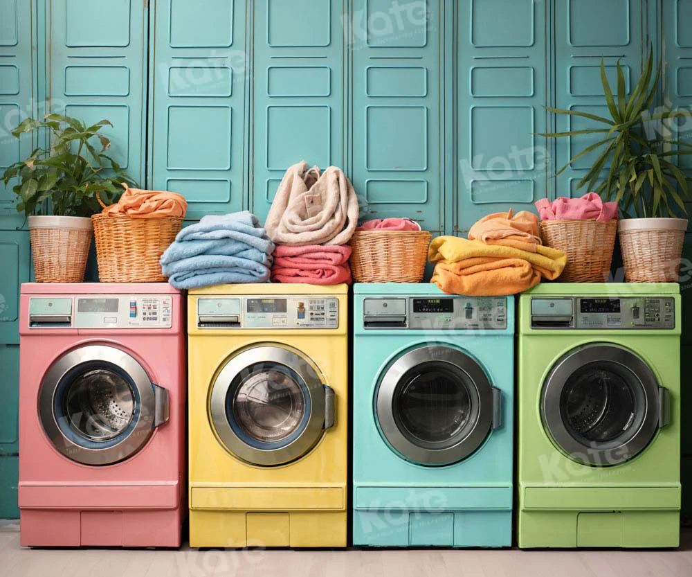 Kate Laundry Day Colorful Washing Machine Backdrop Designed by Chain Photography - Image 14