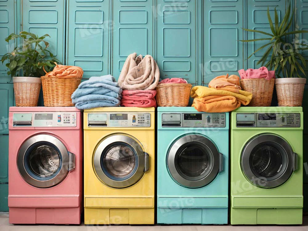 Kate Laundry Day Colorful Washing Machine Backdrop Designed by Chain Photography - Image 15