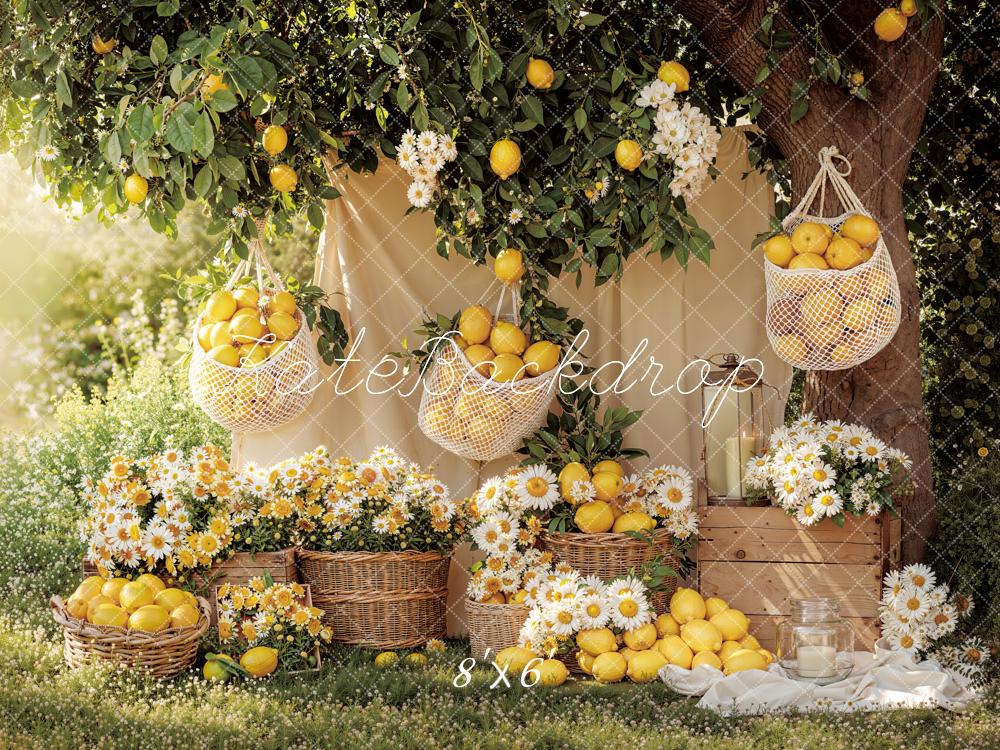 Kate Summer Lemon Basket Daisy Garden Backdrop Designed by Emetselch - Image 5