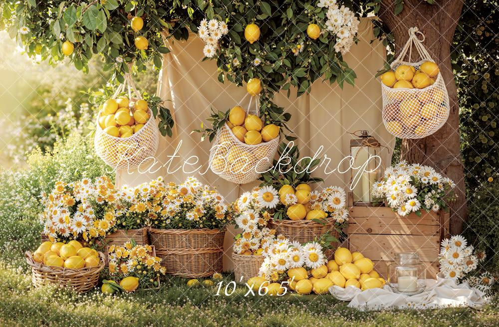 Kate Summer Lemon Basket Daisy Garden Backdrop Designed by Emetselch - Image 6