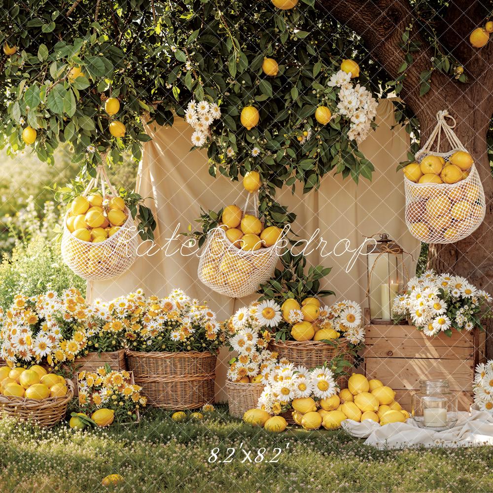 Kate Summer Lemon Basket Daisy Garden Backdrop Designed by Emetselch - Image 7