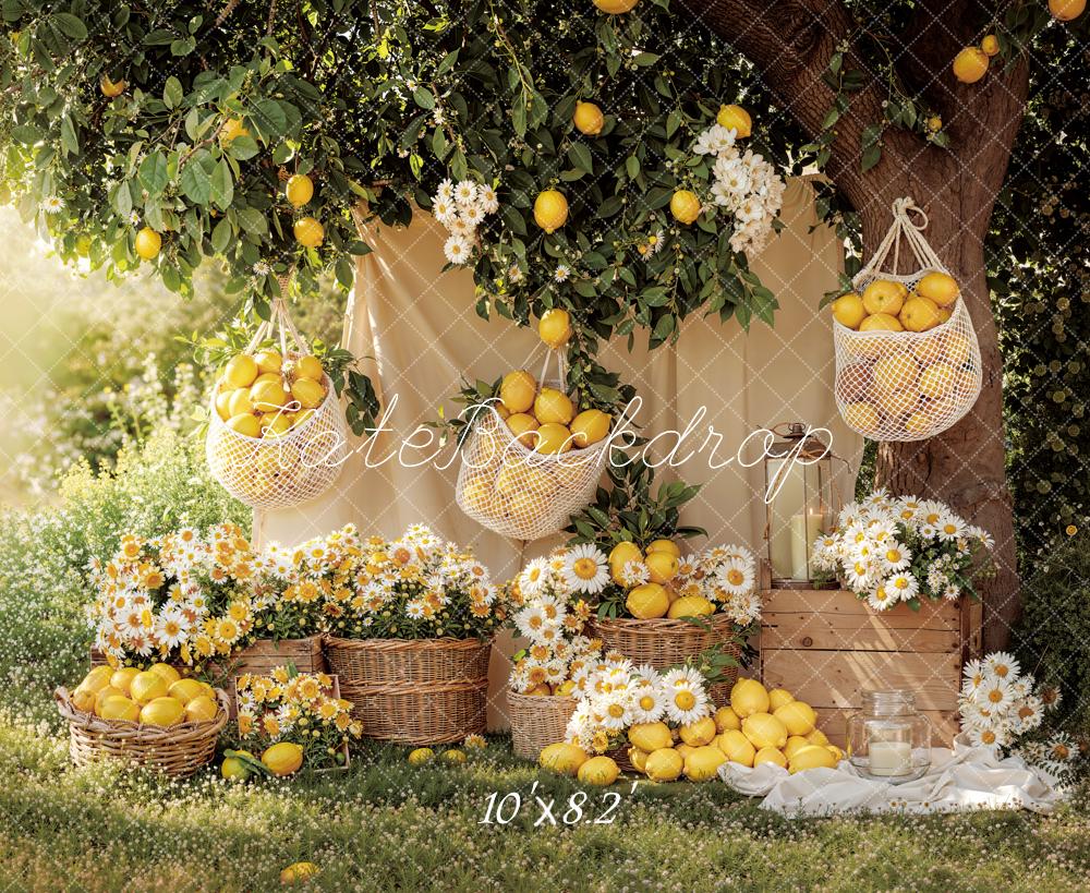 Kate Summer Lemon Basket Daisy Garden Backdrop Designed by Emetselch - Image 8