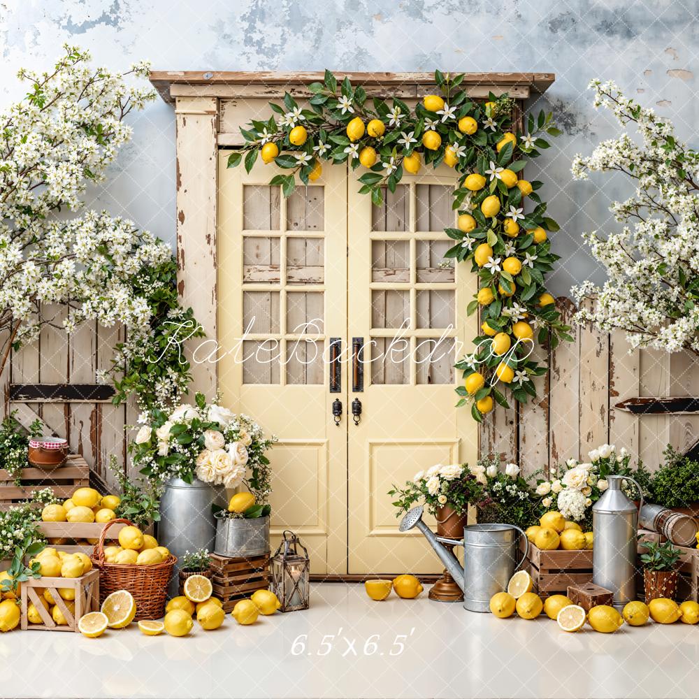 Kate Spring Lemon Blossom Crates Rustic Door Backdrop Designed by Emstselch - Image 2