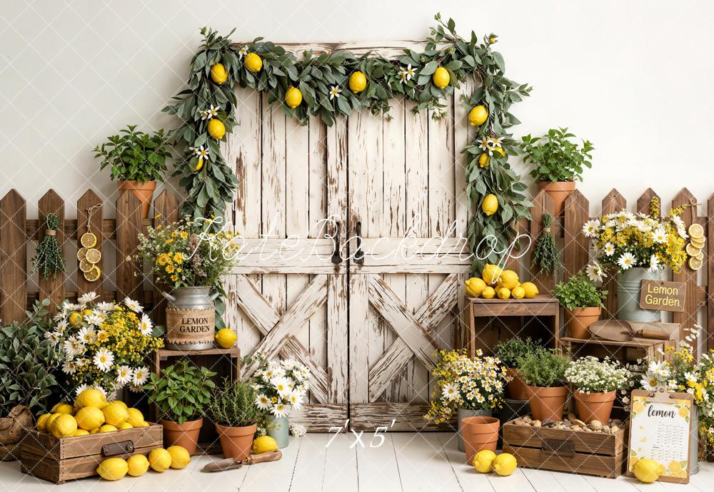 Kate Lemon Garden Wooden Fence Backdrop Designed by Emetselch