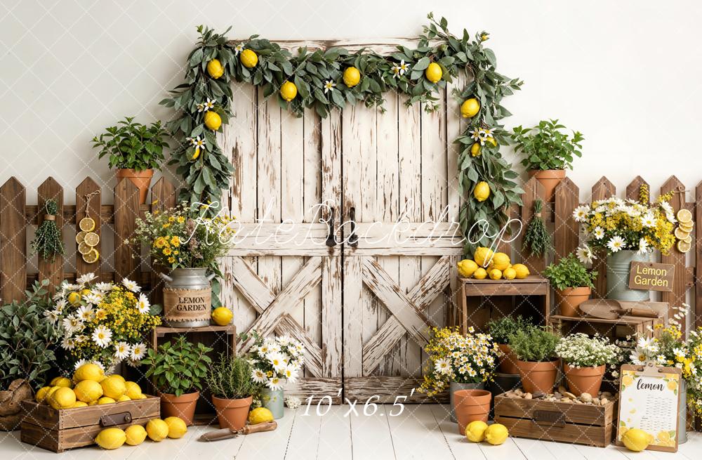 Kate Lemon Garden Wooden Fence Fleece Backdrop Designed by Emetselch - Image 2