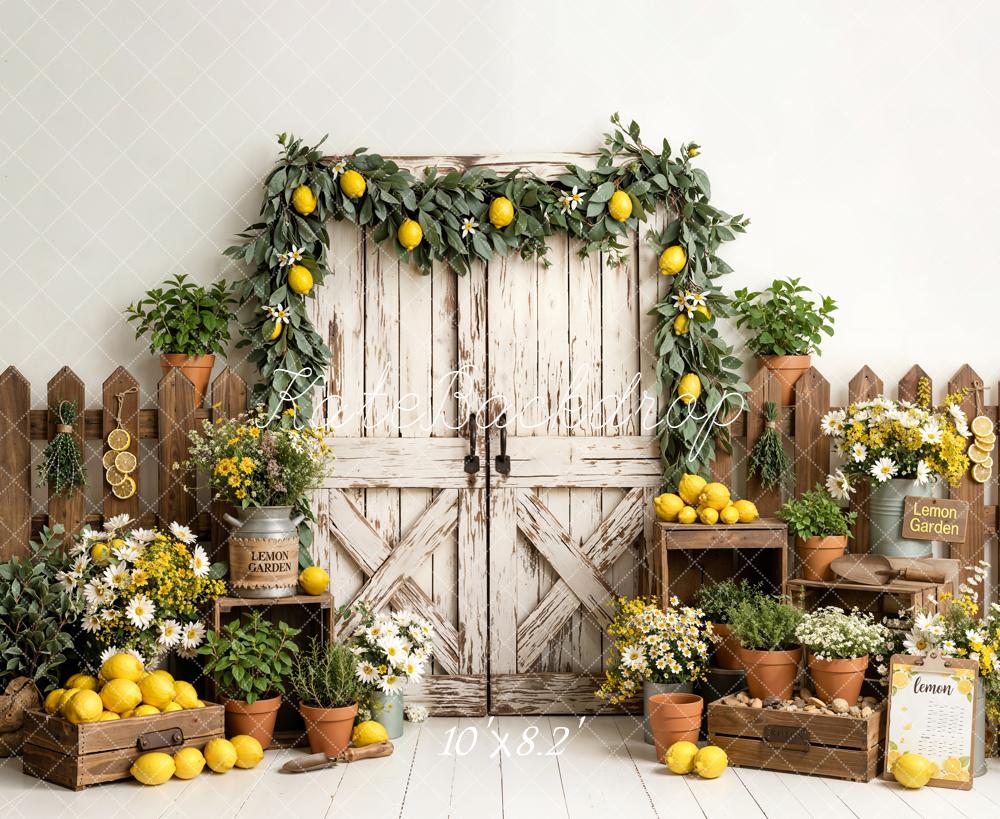 Kate Lemon Garden Wooden Fence Fleece Backdrop Designed by Emetselch - Image 3