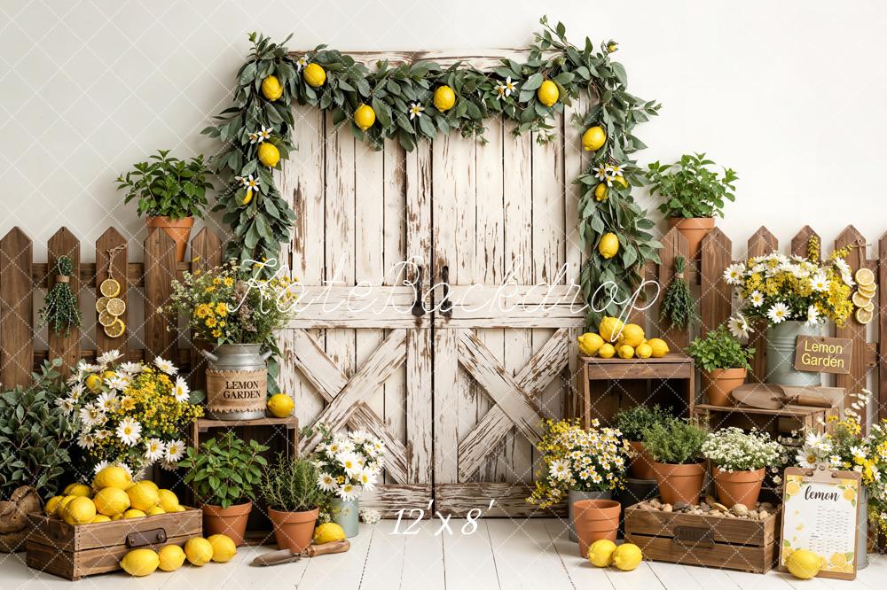Kate Lemon Garden Wooden Fence Fleece Backdrop Designed by Emetselch - Image 4