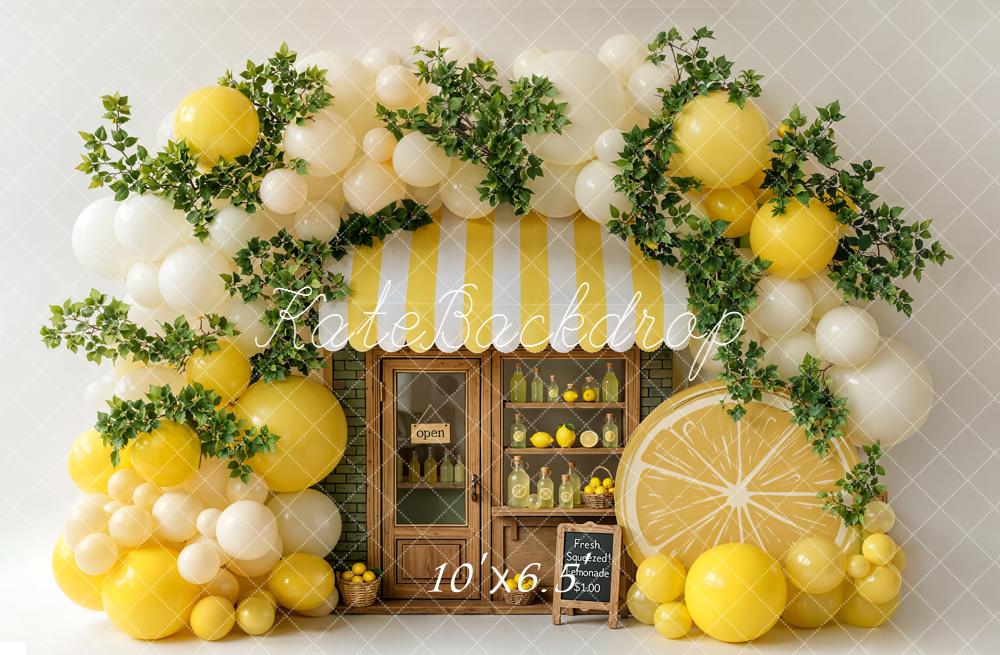 Kate Lemonade Stand Balloons Greenery Fleece Backdrop Designed by Emetselch - Image 2