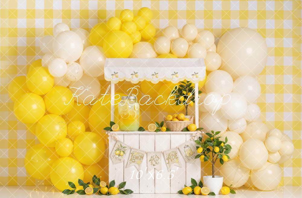 Kate Lemonade Stand Balloons Yellow Fleece Backdrop Designed by Emetselch - Image 2