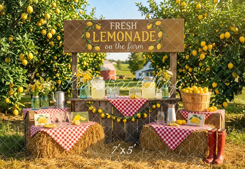 Kate Summer Lemonade Stand Hay Bales Orchard Backdrop Designed by Emetselch