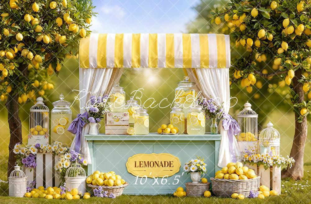 Kate Lemonade Stand Lemon Trees Summer Fleece Backdrop Designed by Emetselch - Image 2