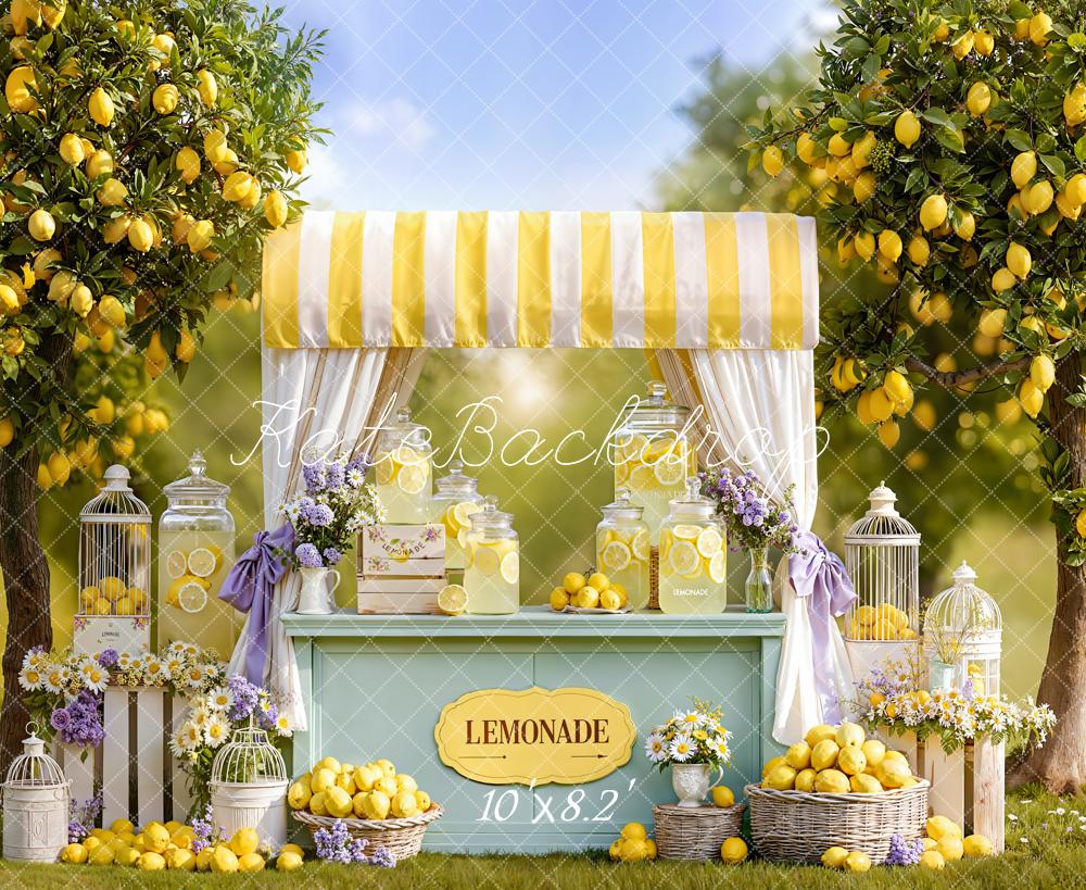 Kate Lemonade Stand Lemon Trees Summer Fleece Backdrop Designed by Emetselch - Image 3