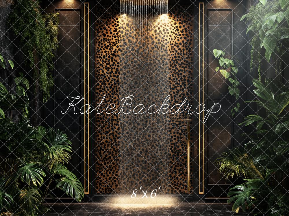 Kate Leopard Wall Tropical Greenery Backdrop Designed by Ashley Paul - Image 4