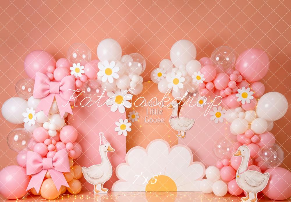 Kate Little Goose Pink Balloons Bows Daisies Backdrop Designed by Patty Robert