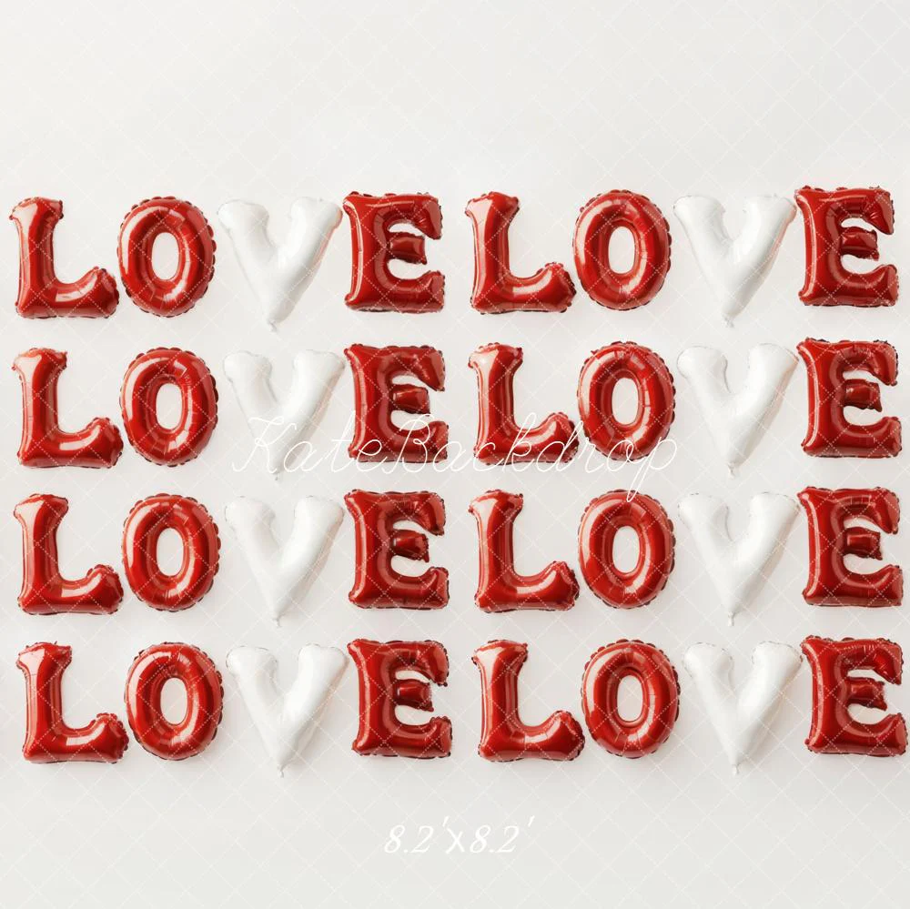 Kate Valentine Love Balloon Letters Red White Backdrop Designed by Emetselch - Image 5