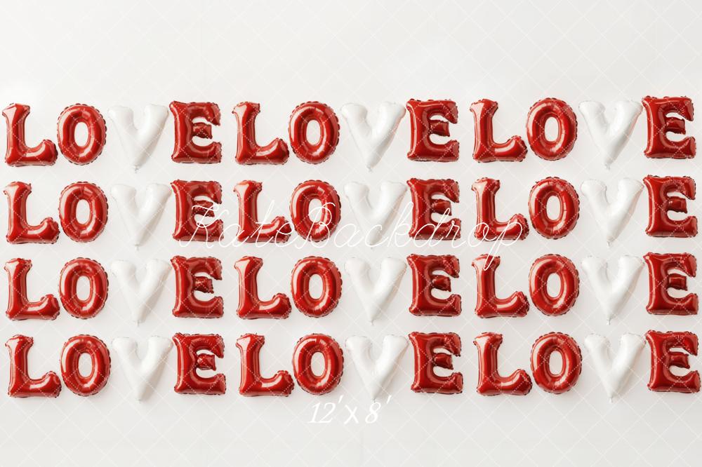Kate Valentine Love Balloon Letters Red White Backdrop Designed by Emetselch - Image 8